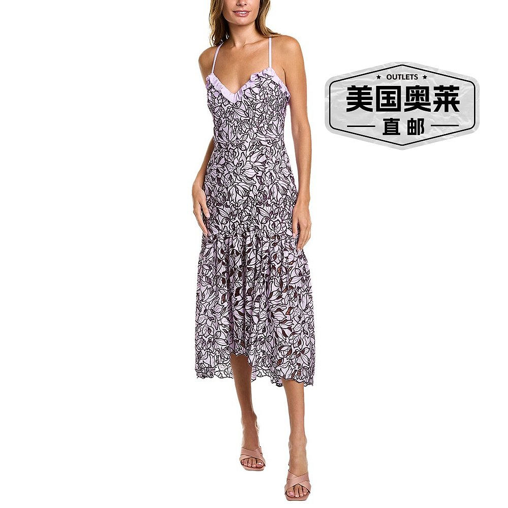 Marchesa Notte Peony Midi Dress- purple【美国奥莱】直发-图0