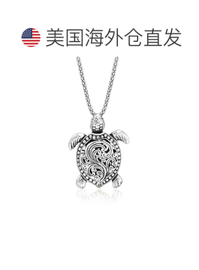 自营Ross-Simons 纯银乌龟吊坠项链 - 18 英寸 美国奥莱直发