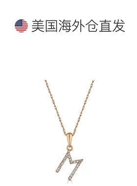自营 sabrina14k 玫瑰金和钻石初始项链 - 玫瑰色 m 美国奥莱直发