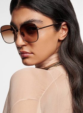 潮奢 Chloe 蔻依 女士 圆齿边方框太阳眼镜 000767