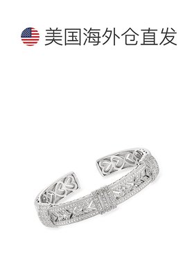 自营 Ross-Simons Diamond Vintage-Style Cuff Bracelet in Ster