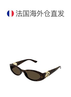 欧洲直邮【配眼镜盒】gucci 女士椭圆形时尚休闲太阳镜古驰墨镜
