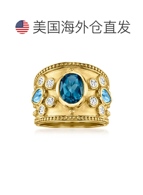 自营Ross-Simons London Blue, Swiss Blue and White Topaz Ring