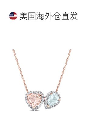 自营mimi & max1 3/4 CT TGW 心形摩根石梨形海蓝宝石和 1/5 CT T