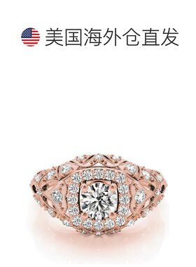 自营 pompeii31 克拉钻石复古订婚戒指，实验室生产，14k 白黄金