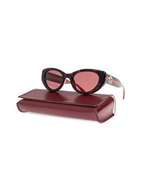 GUCCI 女士眼镜 819569J07402360 SS2025 红色 猫眼框太阳镜