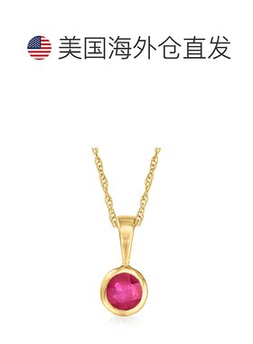 Ross-Simons 14 克拉黄金红宝石吊坠项链。 16 英寸 - 18 英寸 【