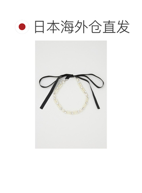 日本直邮rienda女士缎面仿珍珠蝴蝶结短项链 110JS3560471
