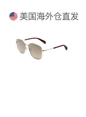 自营Rag & Bone Unisex 57 mm Gold Sunglasses - gold havana 美