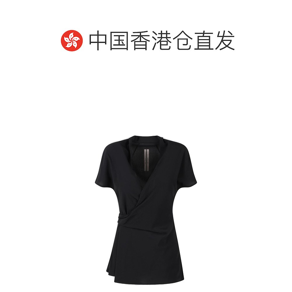 香港直邮潮奢 Rick Owens 女士Rick Owens 短袖 V 领裹身上衣 - 图1