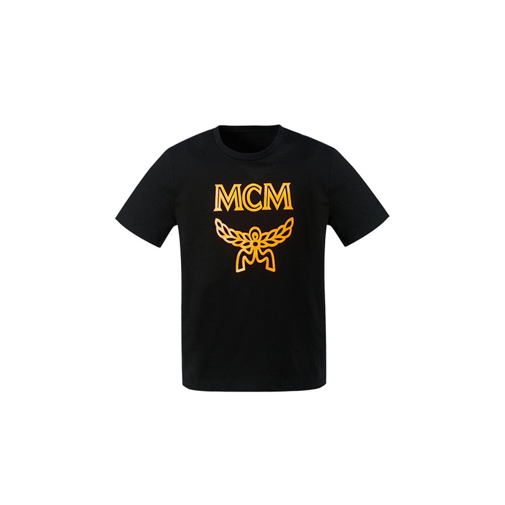 香港直发MCM MEN T SHIRT S 男士黑色霓虹橙色同色徽标印花T恤 MH - 图3