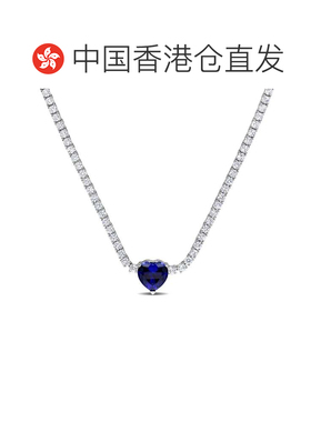 自营mimi & max 18CT心形创造蓝宝石网球项链 925纯银 美国奥莱直