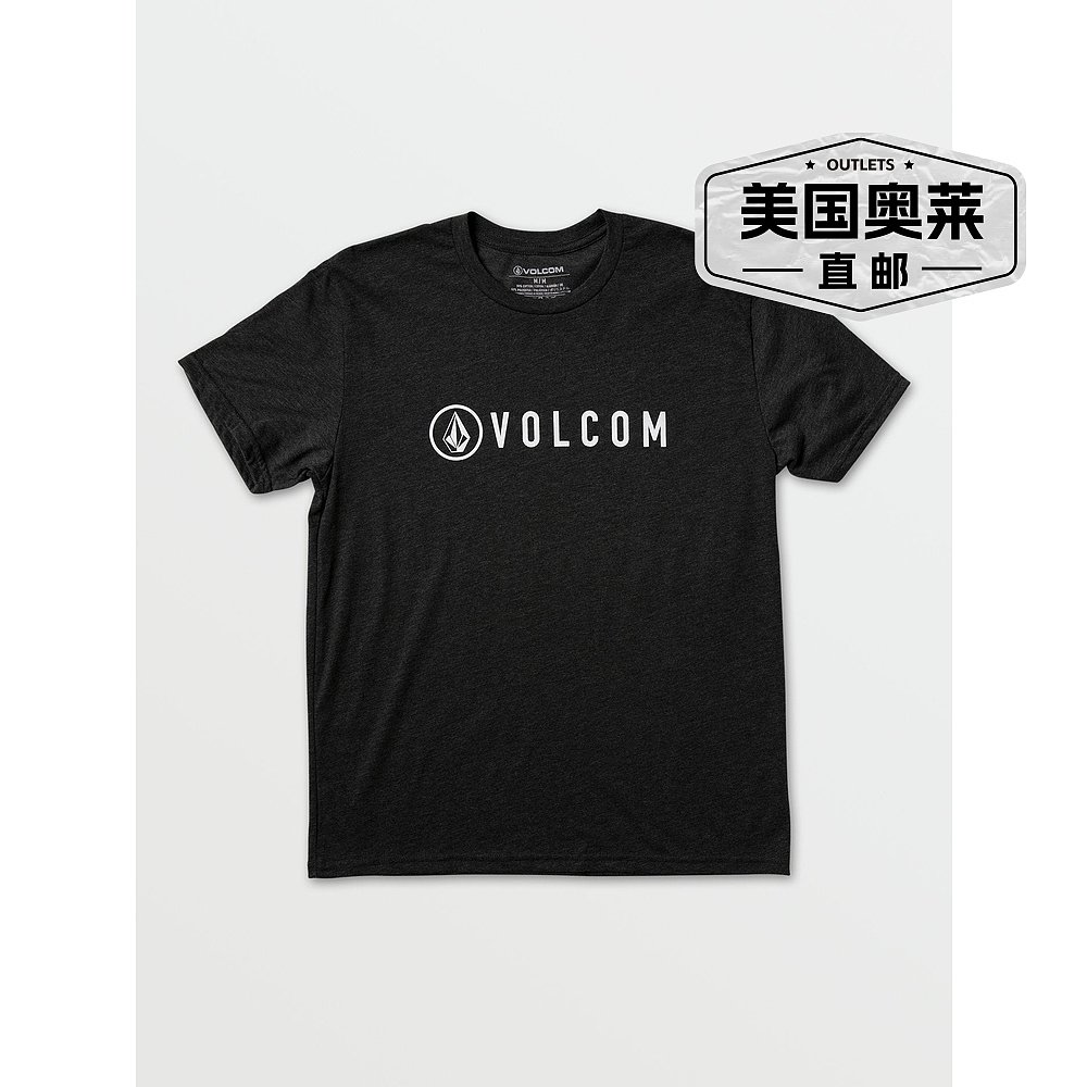 volcom Header Short Sleeve Heather Tee - Heather Black - hea - 图0