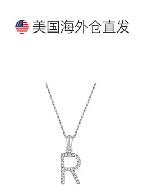 自营 sabrina14k 白金和钻石初始项链 - 白色 r 美国奥莱直发