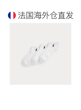 自营欧洲直邮Ralph Lauren拉夫劳伦 女士白色棉质混纺运动短袜3双
