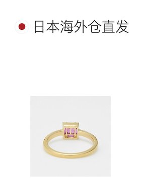 日本直邮日潮 agete 阿卡朵 K18YG红宝石钻石戒指方形