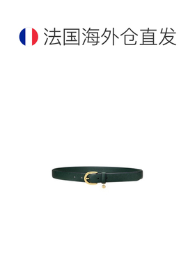 自营欧洲直邮Ralph Lauren拉夫劳伦 女士墨绿色皮革斜纹吊饰腰带