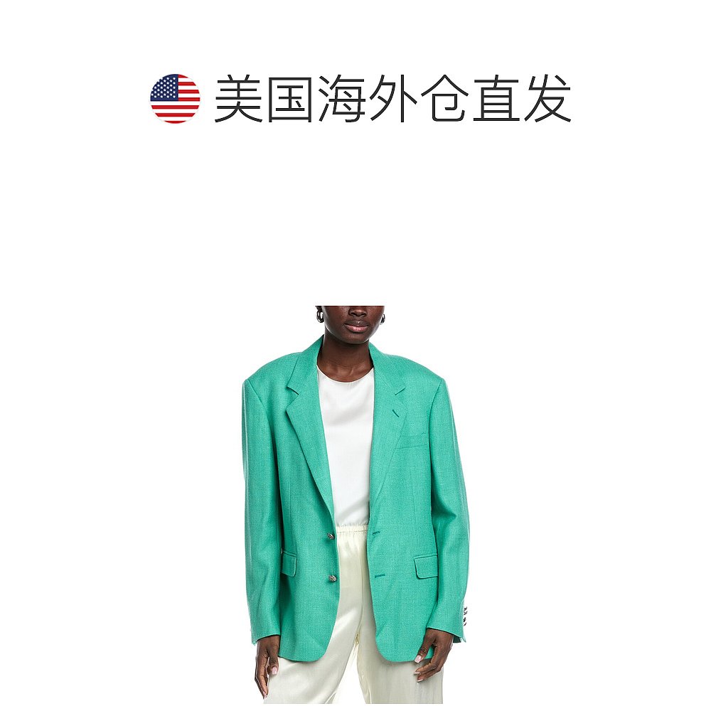 自营Etro Wool, Silk & Linen-Blend Blazer - green 美国奥莱直 - 图1
