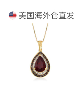 自营ross-simons罗斯-西蒙斯石榴石和 . 18kt 金红白钻石吊坠项链