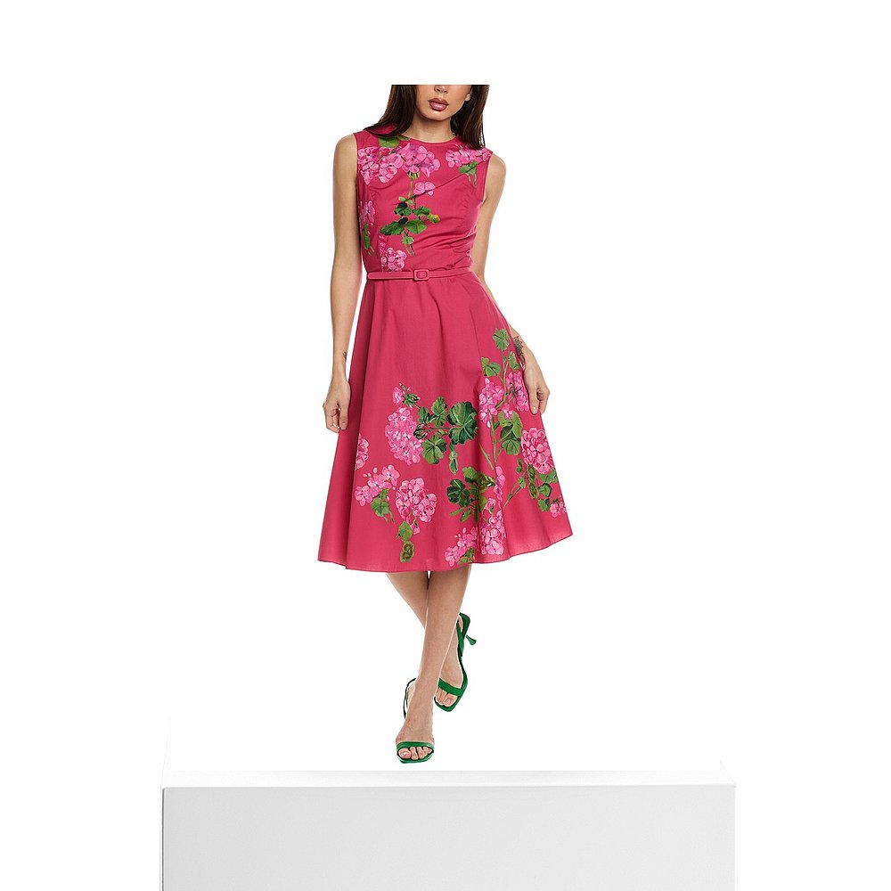 Oscar de la Renta Degrade Geranium Poplin A 字形连衣裙 - 粉 - 图3