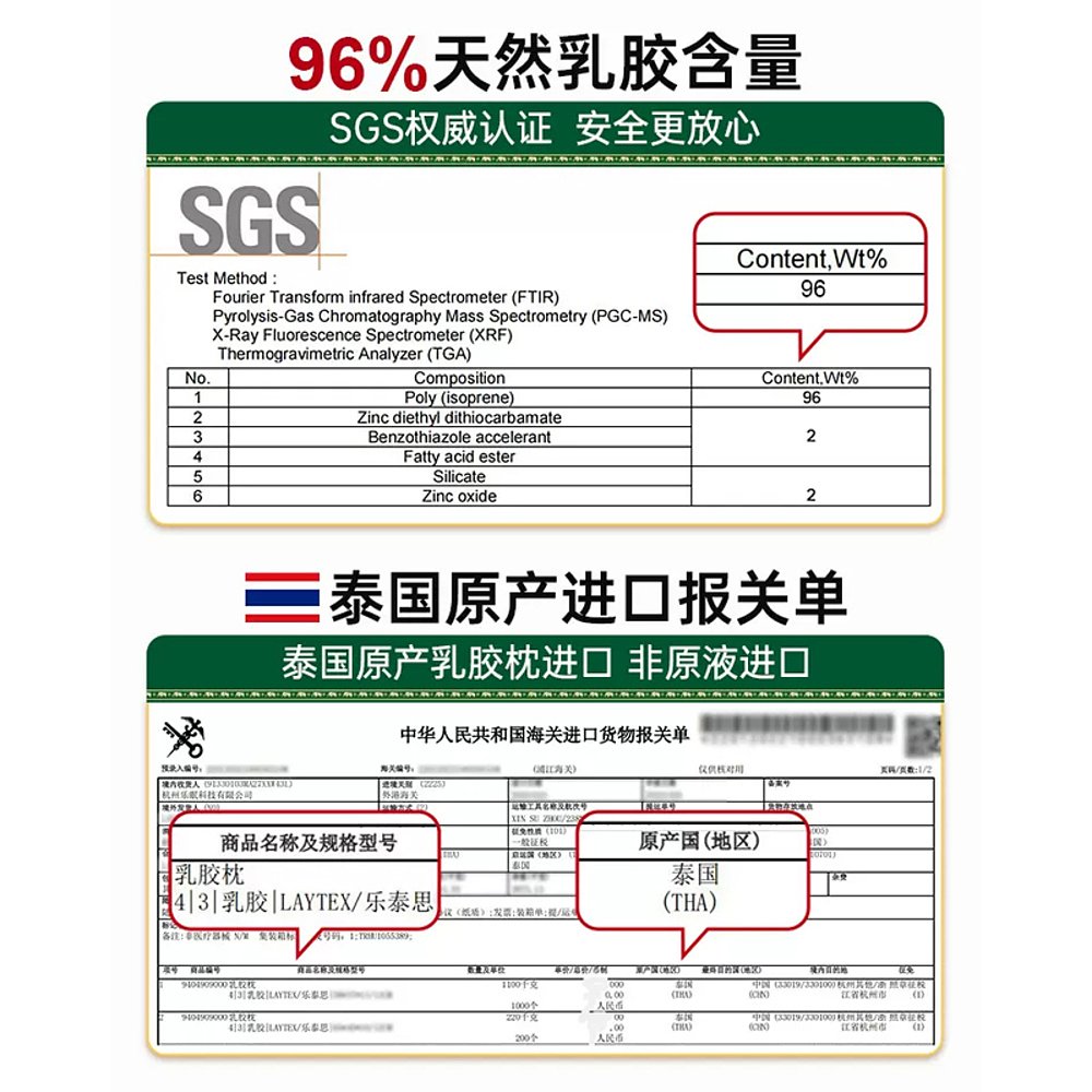 laytex泰国乳胶橡胶护颈椎枕头成人舒适枕芯高低枕单人-图3