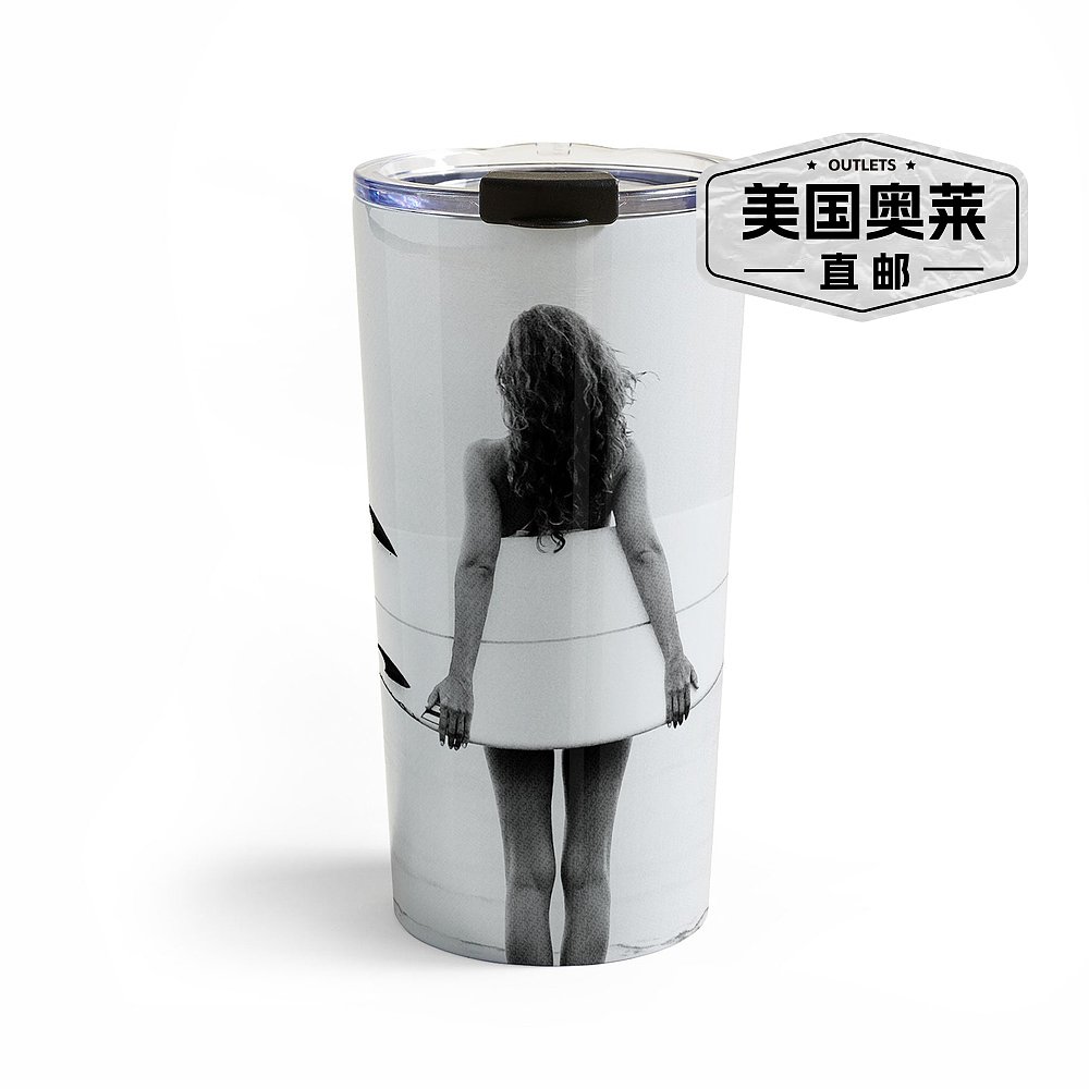 deny designsGal Design Surf Girl Travel Mug - black-white 【 - 图0