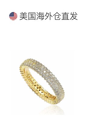自营 Suzy Levian 金色纯银微密镶白色立方氧化锆永恒戒指 - 黄色