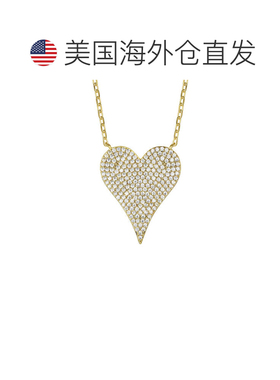 自营genevive14k 镀金纯银镶嵌密钉钻石方晶锆石心形分层项链 -