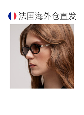 自营欧洲直邮GUCCI古驰 女士黑色醋酸纤维镂空GG水晶太阳镜