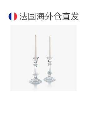 欧洲直邮Baccarat巴卡拉 Harcourt透明水晶多面切割烛台