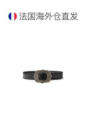 自营欧洲直邮Ralph Lauren拉夫劳伦 女士黑色牛皮革西部风格腰带