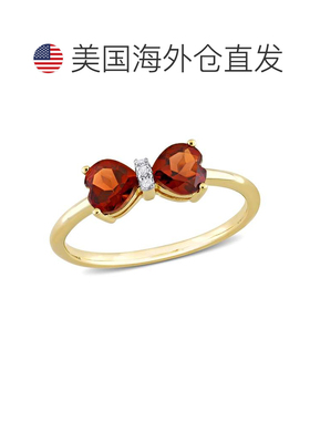 自营mimi & max1 颗 10k 金 CT TGW 石榴石和钻石装饰蝴蝶结戒指