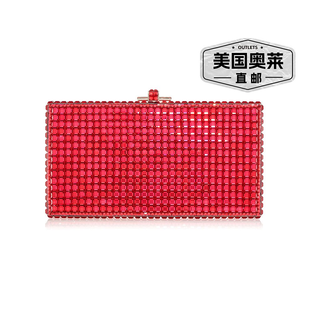自营judith leiber couture袖矩形-银猩红色 美国奥莱直发手拿包 - 图0