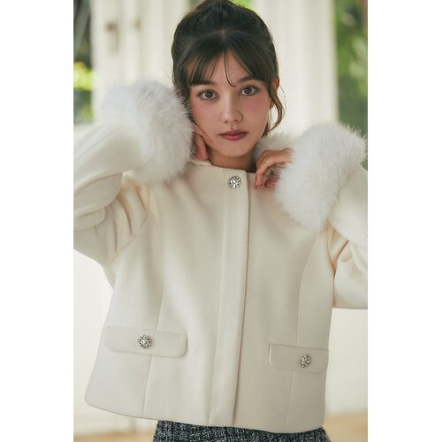 1h可退 日本直邮tocco closet 女装 短款外套 带有闪钻装饰  1861 - 图3
