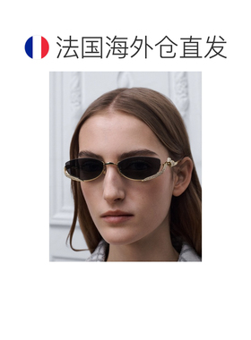 自营欧洲直邮Dior迪奥 Bow女士灰色金属施华洛世奇水晶蝴蝶结太阳