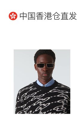 1h可退 香港直邮潮奢 Gucci 古驰 男士 精饰矩形太阳眼镜 000919