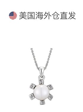 自营 genevive纯银白色石头和立方氧化锆口音项链 - 白色 美国奥