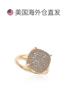 自营 Suzy Levian 密镶粉色立方氧化锆玫瑰纯银戒指 粉红色 美国