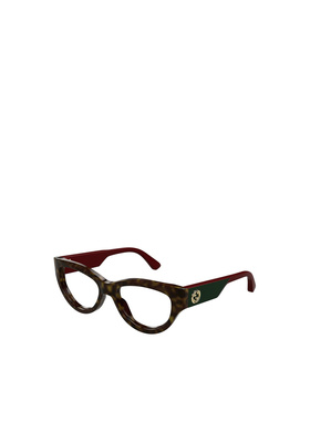 1h可退 GUCCI 女士眼镜 GG1665O002 CO 棕色 几何框平光镜古驰