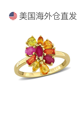 自营Mimi & Max Multi-Shape Gemstone Floral Ring Sterling Sil