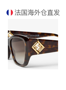 自营欧洲直邮Fendi芬迪 FF Diamonds女士棕色醋酸纤维太阳镜眼镜
