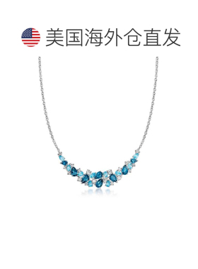 自营Ross-Simons Blue and White Topaz Collar Necklace in Ster