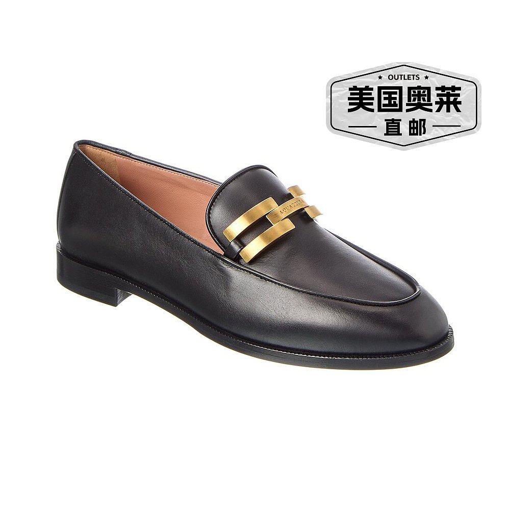 自营 Aquazzura Brandi 皮革乐福鞋 - 黑色 美国奥莱直发一脚蹬 - 图0