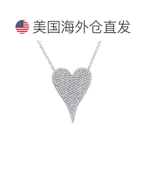 自营 diana m.14k 白金 0.43 克拉钻石心形项链 - 白色 美国奥莱