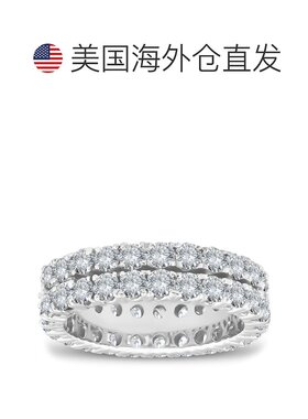 自营pompeii33 1/2 克拉钻石双排永恒戒指女士结婚戒指 14k 白金
