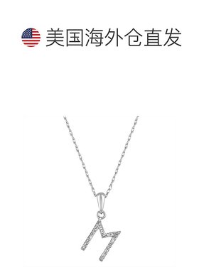 自营sabrina14k 白金和钻石初始项链 - 白色 m 美国奥莱直发吊坠