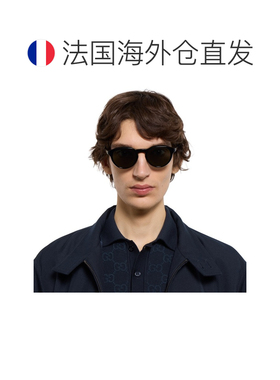 自营欧洲直邮GUCCI古驰 女士黑色醋酸纤维圆形太阳镜