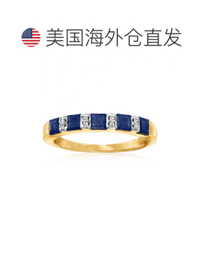 自营Ross-Simons Sapphire Ring With Diamond Accents in 18kt G