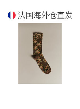 欧洲直邮自营Sezane Lio女士棕色再生聚酰胺花卉图案短袜