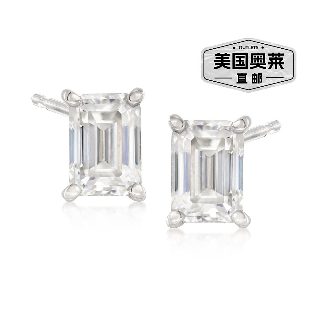 Ross-Simons Moissanite Stud Earrings in Sterling Silver- wh-图0